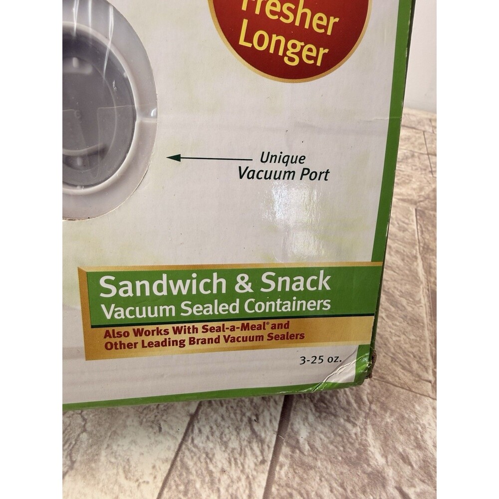 (3) Food Saver Vacuum Storage Container w. Lid Small Rectangular Lunch Leftovers - Picture 8 of 12